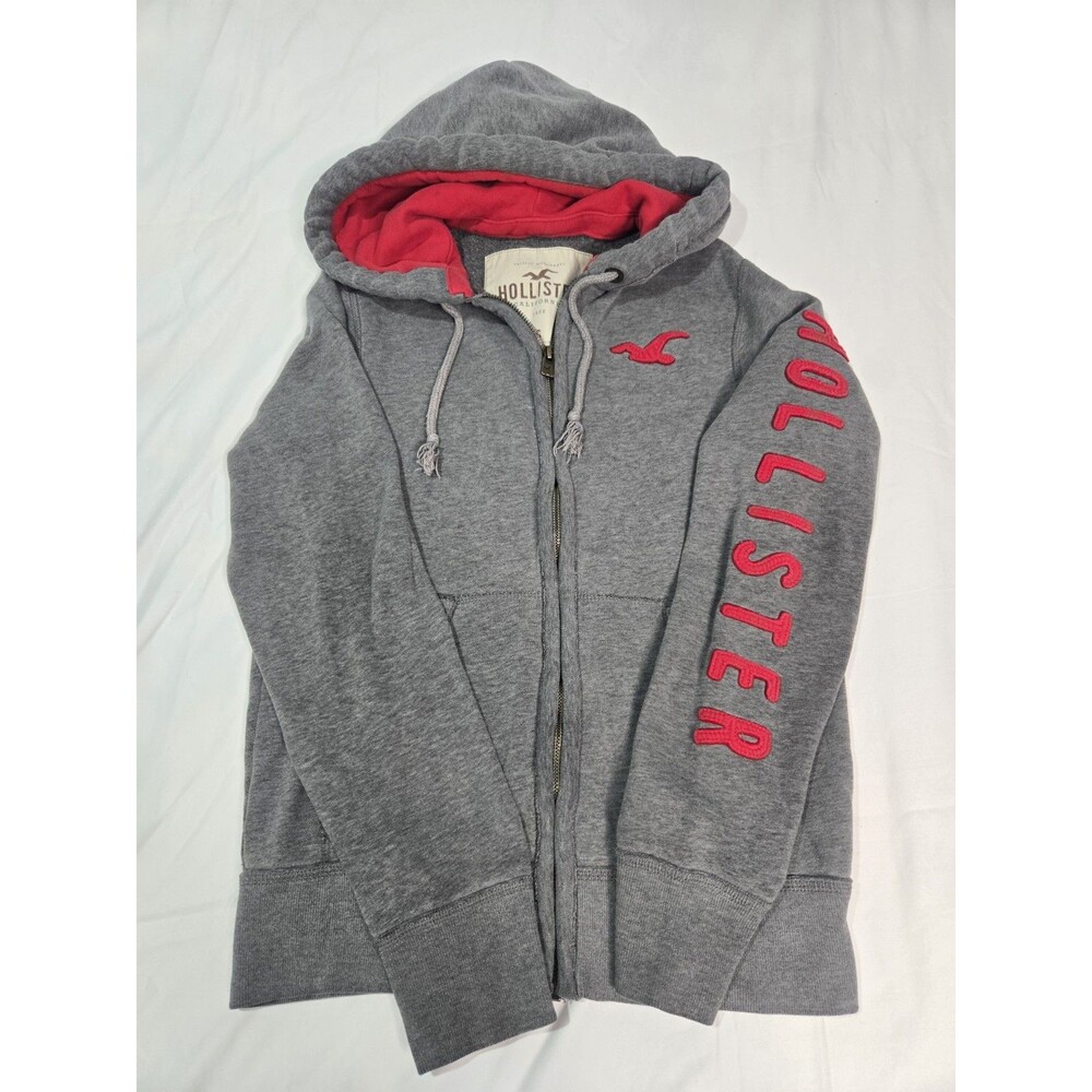 Hollister Hoodie Jacket Men S Gray Full Zip Roo Pocket Y2K Street Skate